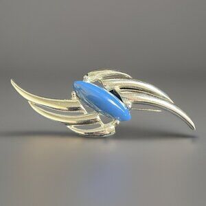 Vintage Richelieu Brooch Pin Blue Silver-Tone Statement Piece Rare